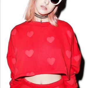RARE Lazy Oaf puffy heart crop sweater.